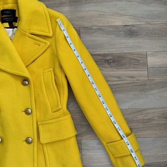 J Crew Stadium Cloth Nello Gori Yellow Pea Coat - Picture 6 of 10